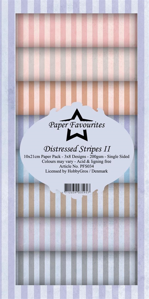 Paper Favoourites slim card Distressed Stripes 2 10x21cm 3x8 design 200g